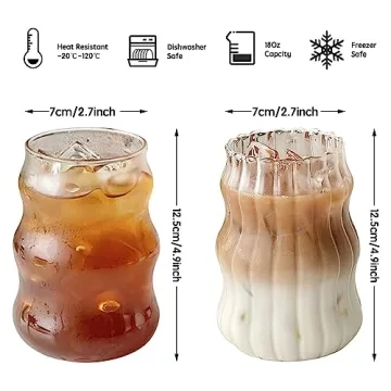 URMAGIC Vintage Glass Cups - Wave & Fluted Design 18 Oz