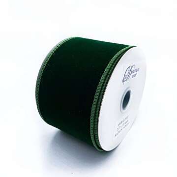 WR 63-5033 Holiday Velvet Wired Edge Ribbon 2.5" x 10 Yards for DIY Crafting, Gift Wrapping, Home De...