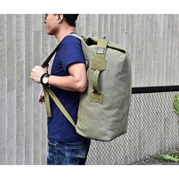 Large Capacity Travel Climbing Bag Tactical Military Duffel Bag Top Load Double Strap Canvas Backpack