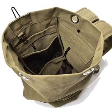 Large Capacity Travel Climbing Bag Tactical Military Duffel Bag Top Load Double Strap Canvas Backpack