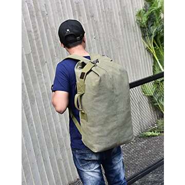 Large Capacity Travel Climbing Bag Tactical Military Duffel Bag Top Load Double Strap Canvas Backpack