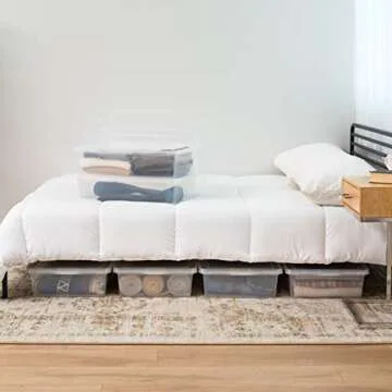 IRIS USA 28 Qt Clear Storage Box, BPA-Free Plastic Stackable Bin with Lid, Containers to Organize Closet Shelves, Clothes, Blankets, Towels, Classroom Organization Teacher Tools, 6 Pack