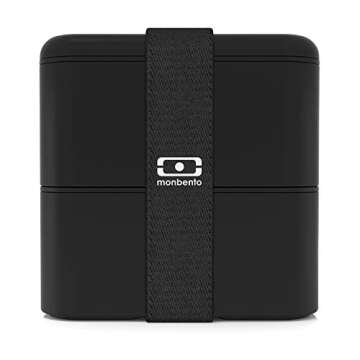 monbento - Large Bento Box MB Square Onyx with Compartments - Leakproof Lunch Box for Work or Meal P...