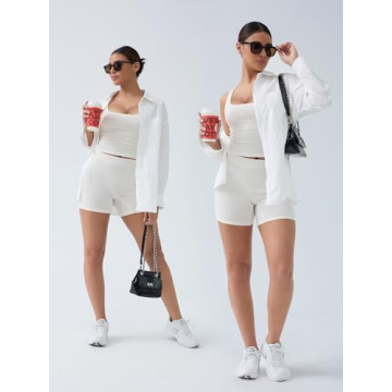 SHAPERX Women's Stylish 2 Piece Activewear Ribbed Set