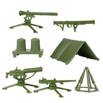 BMC Classic Plastic Army Men Playset Accessories - 10pc Military Camp - US Made
