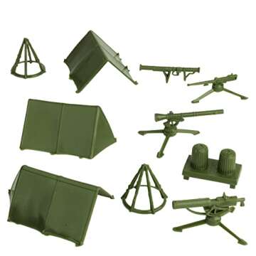 BMC Classic Plastic Army Men Playset Accessories - 10pc Military Camp - US Made