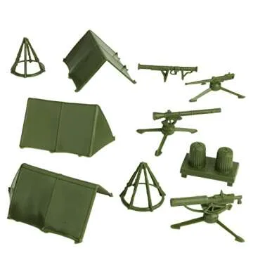 BMC Classic Plastic Army Men Playset Accessories - 10pc Military Camp - US Made