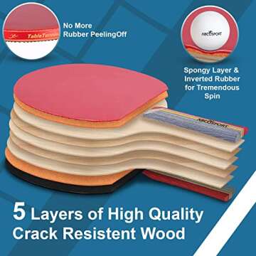 Abco Tech Ping-Pong Paddles and Balls Set - Professional, Recreational Table Tennis Paddles Set - In...