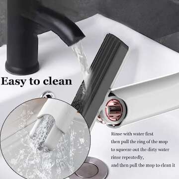 ysnsgmn Portable Mini Mop,Self-Squeeze Mini Mop for Small Spaces,Wet and Dry Desktop Cleaning Mini M...