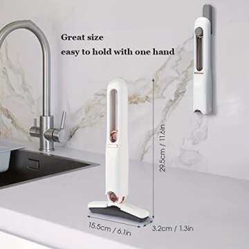 ysnsgmn Portable Mini Mop,Self-Squeeze Mini Mop for Small Spaces,Wet and Dry Desktop Cleaning Mini Mop,Hand Free Squeeze Mop,Glass(2 Cotton Heads + 1 Squeeze Handle), White