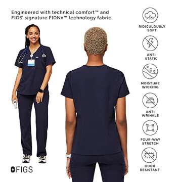 FIGS Catarina One-Pocket Women’s Scrub Top - Navy Blue