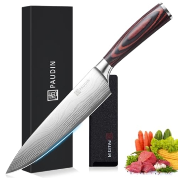 PAUDIN 8 Inch Chef Knife - High Carbon Stainless Steel & Ergonomic Handle - Gift Boxed