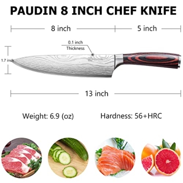 PAUDIN 8" Chef Knife - Ergonomic & Sharp Kitchen Essential