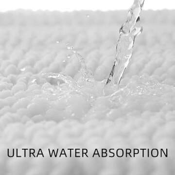 TENGTENGLINK Bath Mats for Bathroom,Thick Soft Chenille Floor Mats,Non Slip Shower Mats Ultra Water Absorbent Doormat (Pure White, 16"x47")