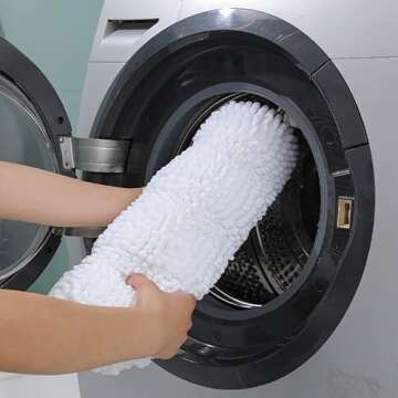 TENGTENGLINK Bath Mats for Bathroom,Thick Soft Chenille Floor Mats,Non Slip Shower Mats Ultra Water Absorbent Doormat (Pure White, 16"x47")