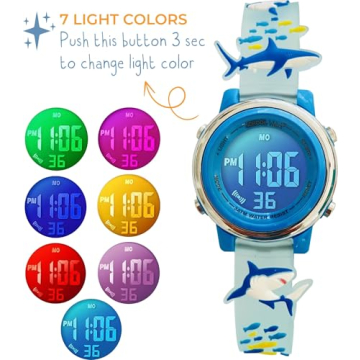 Shark 3D Digital Kids Watch - Waterproof & Colorful