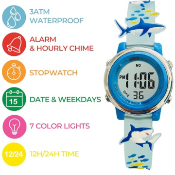 Shark 3D Digital Kids Watch - Waterproof & Colorful