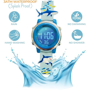 Shark 3D Digital Kids Watch - Waterproof & Colorful