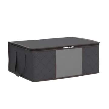 Lifewit Clothes Storage Bag Foldable Storage Bin Closet Organizer with Reinforced Handle Sturdy Fabric Clear Window for Sweaters, Coats, T-shirts, Blankets, 6 Pack, Gray