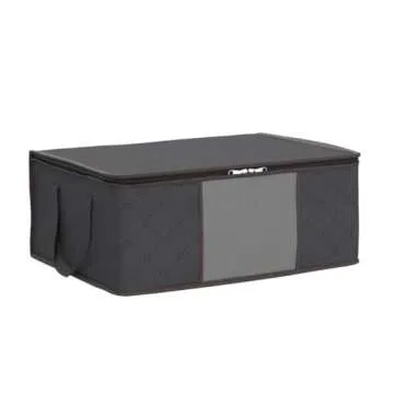 Lifewit Clothes Storage Bag Foldable Storage Bin Closet Organizer with Reinforced Handle Sturdy Fabric Clear Window for Sweaters, Coats, T-shirts, Blankets, 6 Pack, Gray