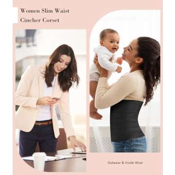 Nebility Womens' Waist Trainer Tummy Control Waist Cincher Slim Body Shaper (Black, S)