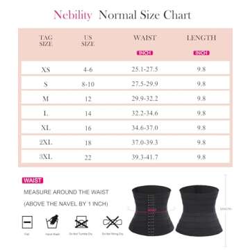 Nebility Womens' Waist Trainer Tummy Control Waist Cincher Slim Body Shaper (Black, S)