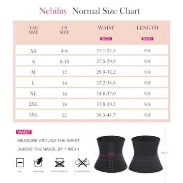 Nebility Womens' Waist Trainer Tummy Control Waist Cincher Slim Body Shaper (Black, S)