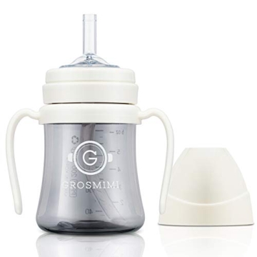 GROSMIMI Spill Proof No Spill Magic Sippy Cup with Straw and Handle for Baby, Customizable, PPSU, BP...