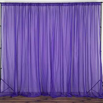 BalsaCircle 10 feet x 10 feet Purple Sheer Voile Backdrop Drapes Curtains 2 Panels 5x10 ft - Wedding...