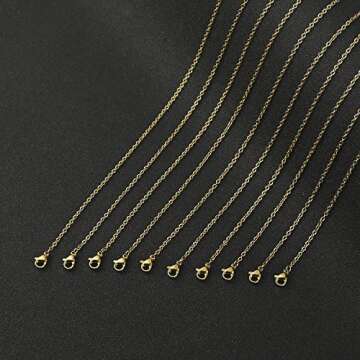 Loprome 32 Pcs 18 Inch Necklace Chains Gold Plated Stainless Steel Link Cable Chain Necklace with Lo...