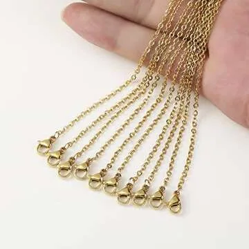 Loprome 32 Pcs Gold Plated Stainless Steel Chains