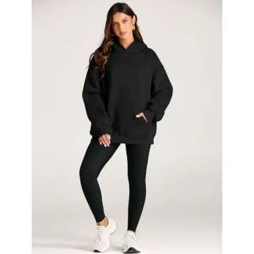 EFAN Womens Hoodies Oversized Sweatshirts Pullover Fleece Sweaters Long Sleeve Winter Fall Outfits Fashion Y2k Clothes Black M