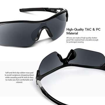 BEACOOL Polarized Sports Sunglasses for Men Women Youth Baseball Cycling Running Driving Fishing Golf Motorcycle TAC Glasses