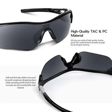 BEACOOL Polarized Sports Sunglasses for Men Women Youth Baseball Cycling Running Driving Fishing Golf Motorcycle TAC Glasses