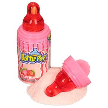 Baby Bottle Pop Valentine's Candy Pink Lollipops - 10 Ct Bulk Candy Lollipops w/ Powdered Sugar Dip ...
