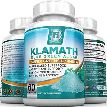 BRI Nutrition Klamath Blue Green Algae - More Effective Than Spirulina or Chlorella - from The Clean Pure Source of Klamath Lake, 500mg 60ct Gel Capsules