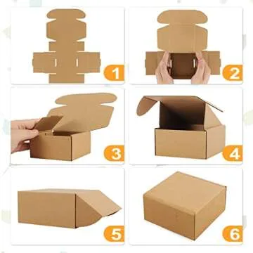 Eupako Small Shipping Boxes 4x4x2 Inches - 50 Pack Brown Corrugated Cardboard boxes for Packaging Small Business, Mailer Box