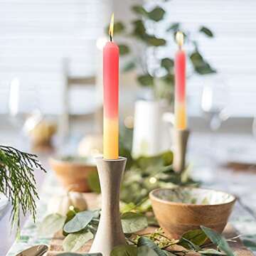 Lily's Essentials Tall Pink Taper Candles 4 Piece, Orange Colored Candles, Gradient, 10.6 inches Tall tie-dye Candle Set Large, Coral candlesticks, Multi Colored Shaped Tapered Candles