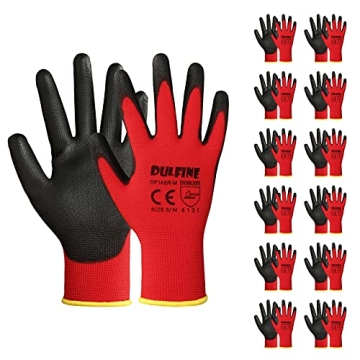 DULFINE PPE Gloves - 12 Pairs, Large Size, Smooth Grip