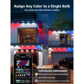 Lepro E1 AI Permanent Outdoor Lights APP Control, 150ft Smart RGB+IC Christmas House Lights with 90 Warm/Cool White LED Pucks, Alexa Google Enabled, AI Generated Lighting LLM, NO Remote, 2.4 GHz WiFi