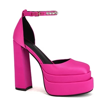 THESHY Womens Chunky Heels Platform Fashion Pumps for Women