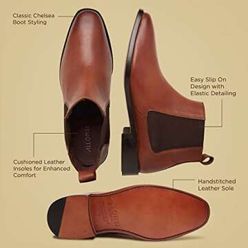 ALLONSI | Genuine Leather Chelsea Boots for Men | Goodyear Welted Boots | Chelsea Boot for Men | Casual Boots for Men | Combot Boots | Leather Sole Mens Dress Boots| Handcrafted Luxury Leather Shoes