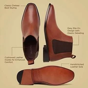 ALLONSI | Genuine Leather Chelsea Boots for Men | Goodyear Welted Boots | Chelsea Boot for Men | Casual Boots for Men | Combot Boots | Leather Sole Mens Dress Boots| Handcrafted Luxury Leather Shoes