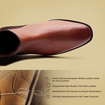ALLONSI | Genuine Leather Chelsea Boots for Men | Goodyear Welted Boots | Chelsea Boot for Men | Casual Boots for Men | Combot Boots | Leather Sole Mens Dress Boots| Handcrafted Luxury Leather Shoes