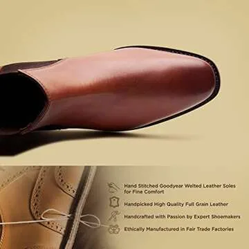 ALLONSI | Genuine Leather Chelsea Boots for Men | Goodyear Welted Boots | Chelsea Boot for Men | Casual Boots for Men | Combot Boots | Leather Sole Mens Dress Boots| Handcrafted Luxury Leather Shoes