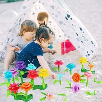 COSILY Flower Toys for Toddler 3 4 5 6 7 Years Old Girls Boys,Flower Garden Building Toy STEM Educational Activity Preschool Toys for Kids Age 3-6 (98 PCS)