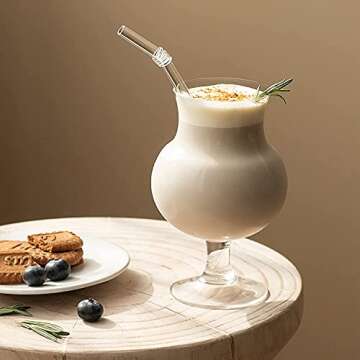 8 Pack EMPO Glass Straws Colored - 8" x 8mm Perfect Reusable Straw - Smoothies, Tea, Juice, Water, Essential Oils Gift with 2 Cleaning Brush MultiColor