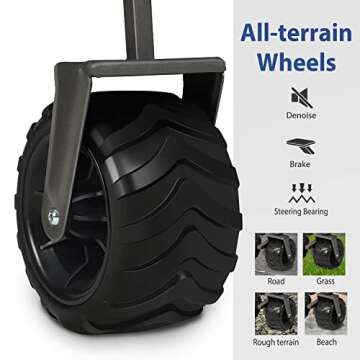 Sekey Heavy Duty Foldable Wagon with 330lbs Weight Capacity, Collapsible Folding Utility Garden Cart with Big All-Terrain Beach Wheels & Drink Holders.Light Blue