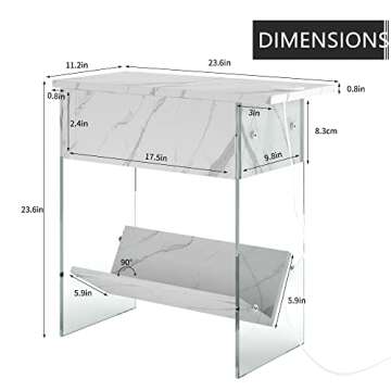 Soges Unique Side Table with Charging Station and Storage
