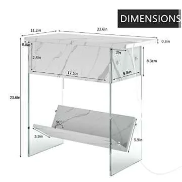 Soges Unique Side Table with Charging Station and Storage